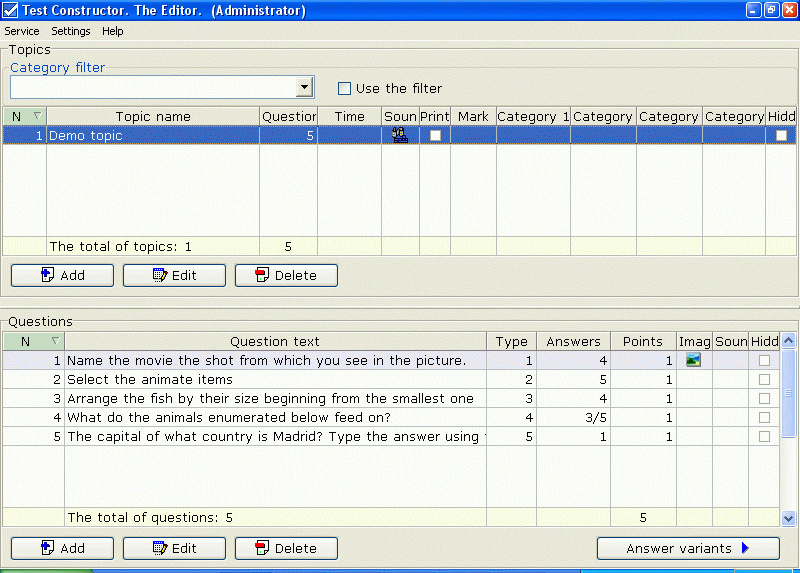 Screenshot of Test Constructor 2.5.2